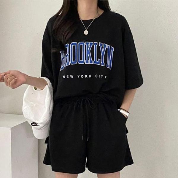 여성 여름 반팔 반바지 세트 트레이닝 셋업 상하세트