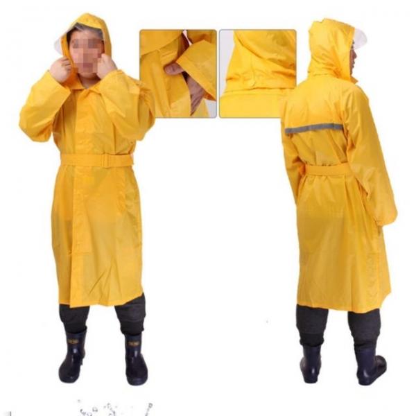 노랑 남성 우의 우비 상의 롱 코트 우천 작업용 비옷