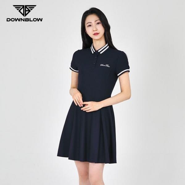 여성 SS 골프웨어 카라 반팔 플레어 원피스