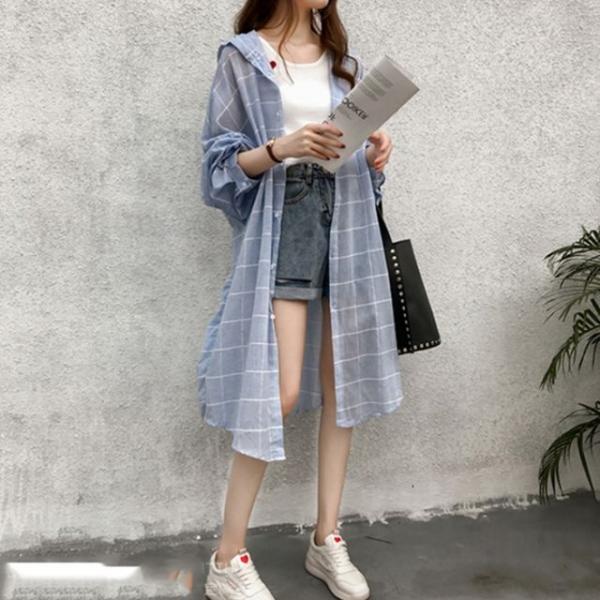 여성 캐주얼 베이직 가디건 데일리 롱후드 셔츠