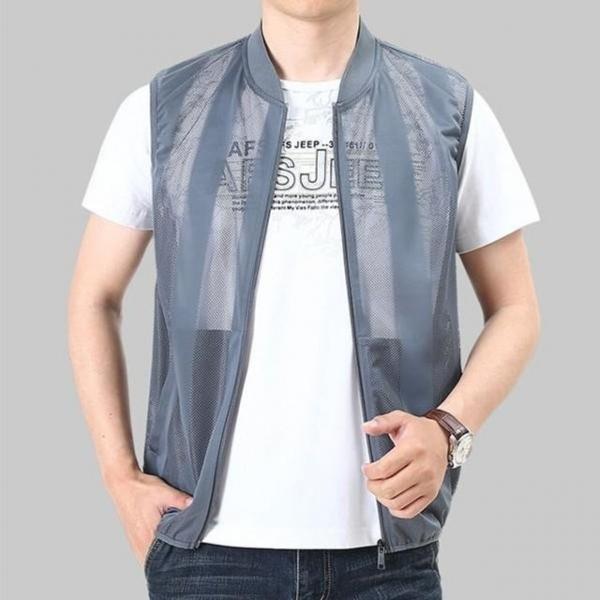여름 남성 메쉬 조끼 집업 작업조끼 현장조끼 와플티