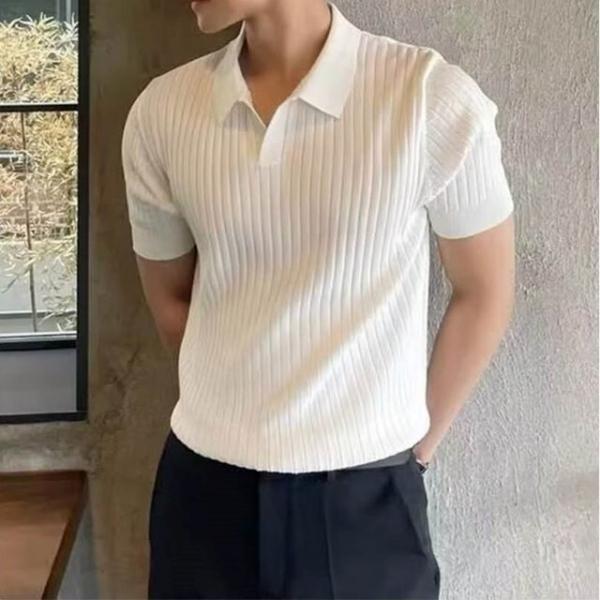 남자 여름 단정한 카라니트 반팔티셔츠 캐주얼정장