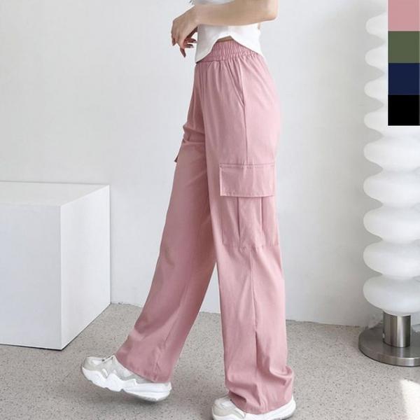 여성 아이스 카고 와이드 쿨팬츠 1P 여름 밴딩 바지