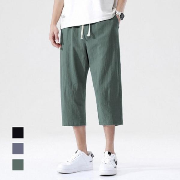 여름 린넨 팬츠 남자 시원한 7부 바지