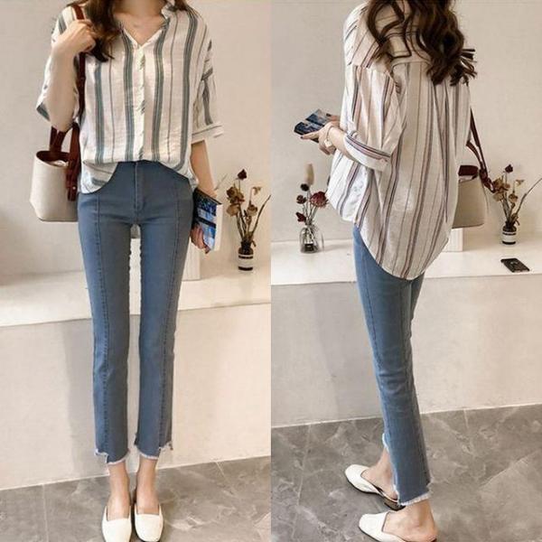 여성 여리 핏 데일리 셔츠 예쁜 슬림 여름 블라우스