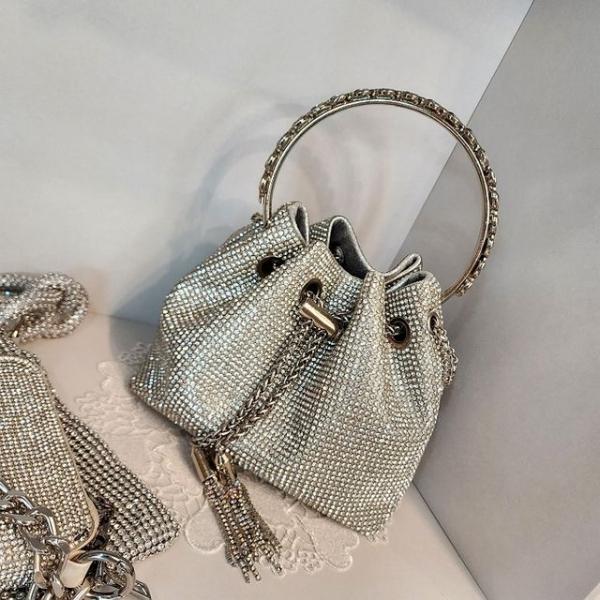 실버 큐빅가방 미니백 크로스끈 포함