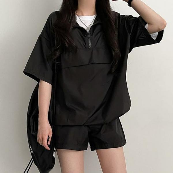 여성 아노락 트레이닝세트 반집업 셋업