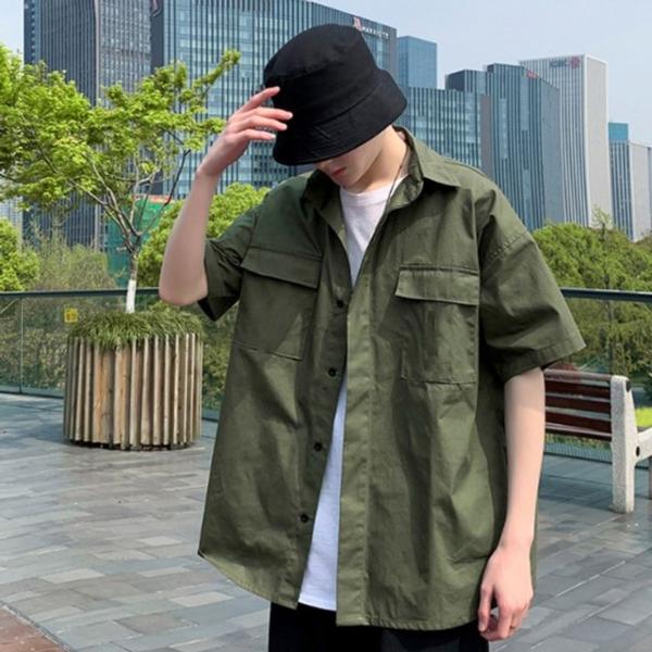 남자남방 캐주얼셔츠 반팔남방 오버핏
