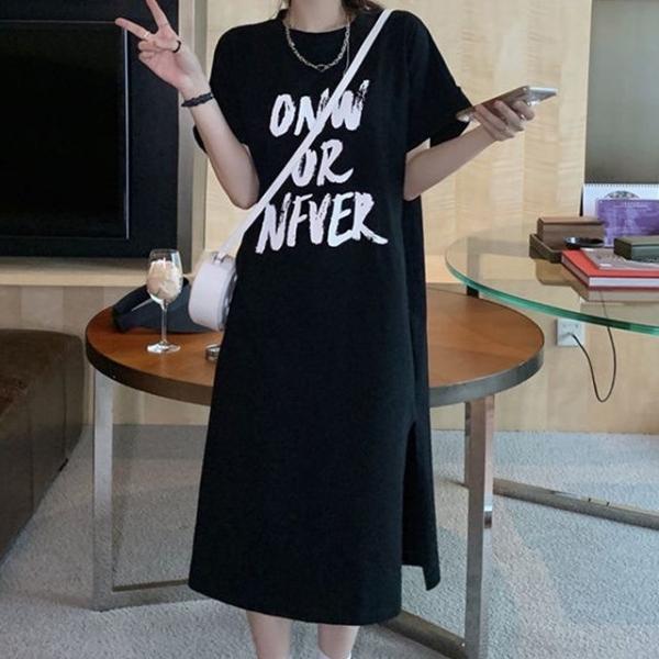 여성 데일리 여름 반팔 박스 롱 긴 원피스 블랙