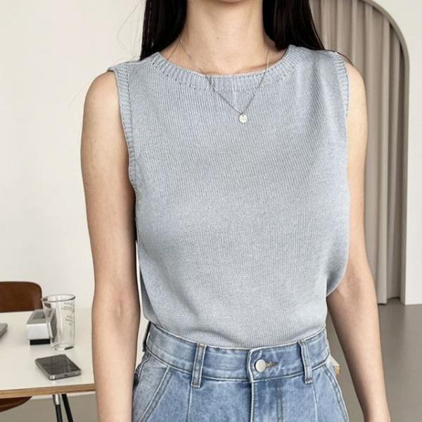 심플 여성 나시티 민소매 여름 여자 니트 나시 4색