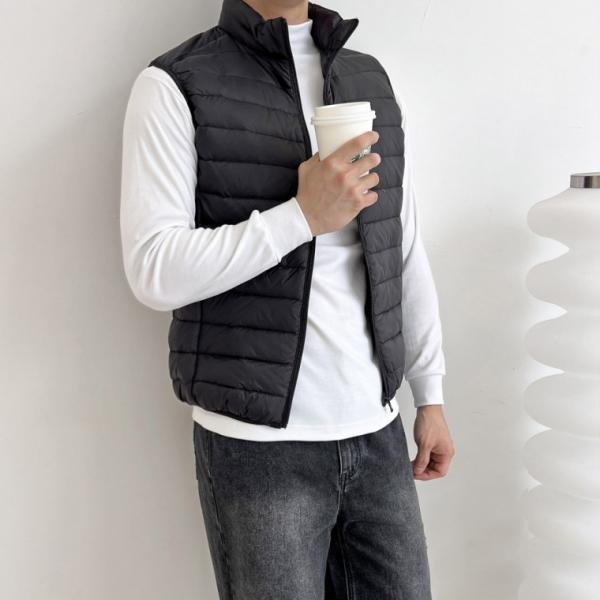 KAA LZY005 남자 하이넥 초 경량 패딩 조끼