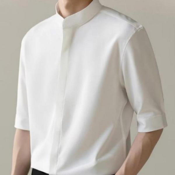 남자 헨리넥 반팔 셔츠 무지 남성 여름 남방 와이셔츠