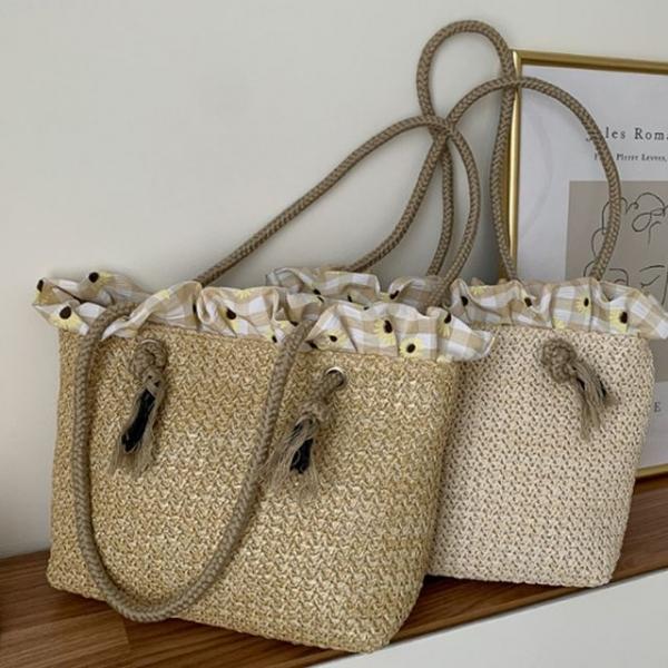 여름 숄더 비치 백 여성 데일리 라탄 가방