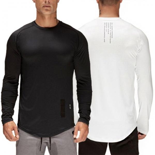 운동 일상 신축성 편한 남자 긴팔 라운드 티셔츠