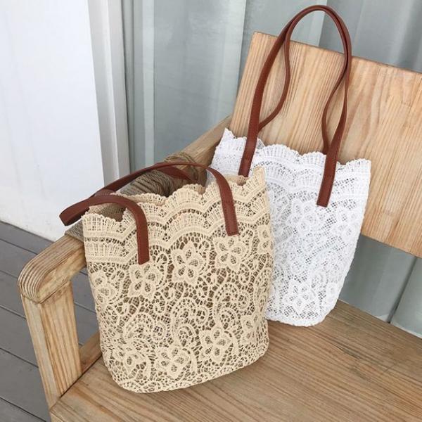 은창)로맨틱 파우치 레이스 쇼퍼백 에코백 가방