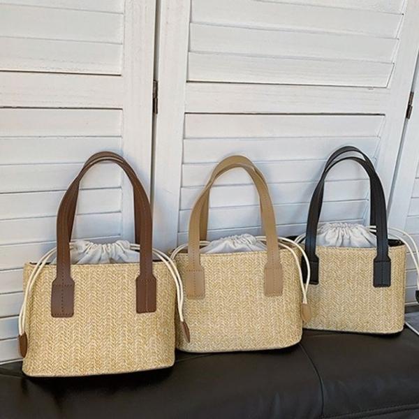 데일리 미니 라탄 배색 속가방포함 스트랩 크로스백