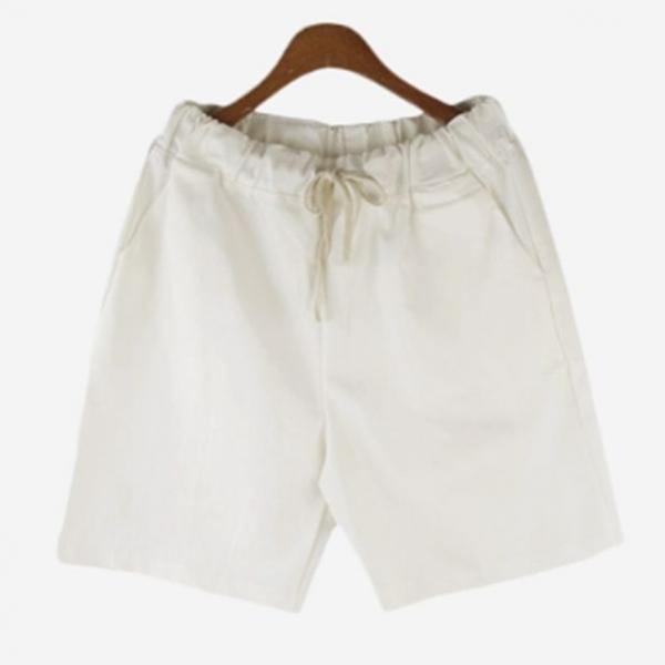 남자 여름 화이트 밴딩 5부 허벅지 캐주얼 반바지