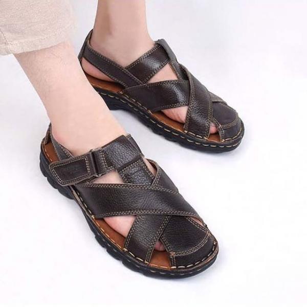 정장 캐주얼 남성 가죽샌들 쿠션 토캡 여름 슬리퍼