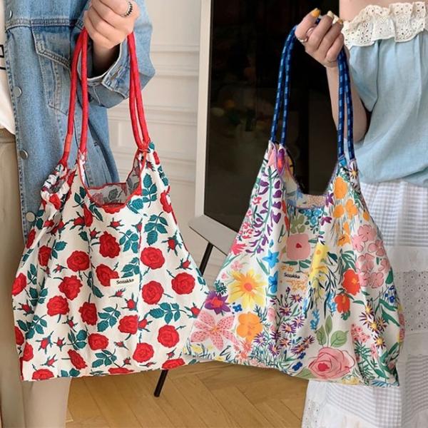 꽃무늬 숄더 에코 백 데일리 휴양지 가방