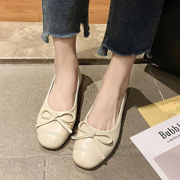 리본 포인트 낮은굽 여자 데일리 인기 플랫 슈즈