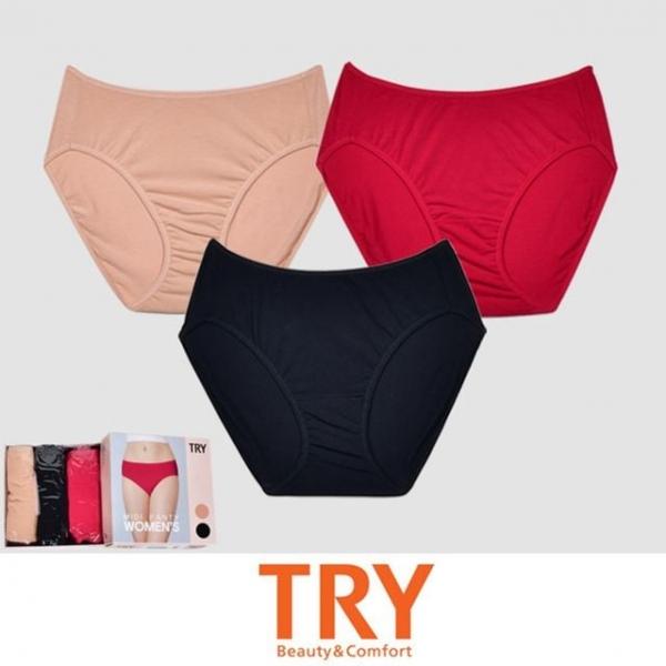 (트라이) 데일리 여성 스킨 미디 3매입 삼각팬티