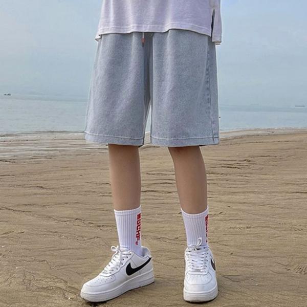 남성 허리 밴딩 버뮤다 데님 반바지