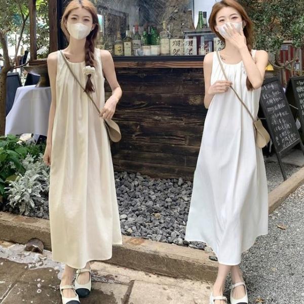 여성 여름 셔링 A라인 나시 민소매 롱 원피스