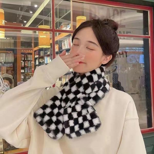 얼룩 목도리 3종 지브라 바둑판 극세사 머플러 밍크털