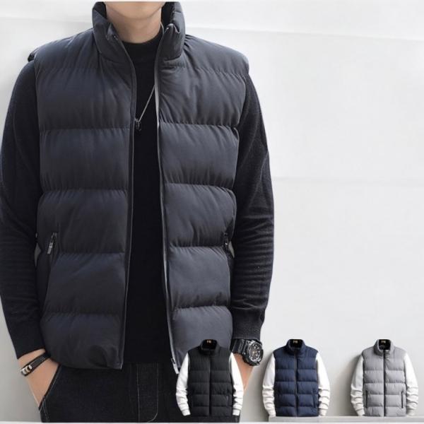 남성 패딩조끼 3color 베르 하이넥 경량패딩 조끼