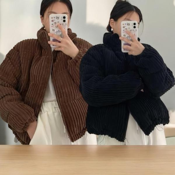 숏패딩 베르 코듀로이 웰론 패딩 4color 여자패딩 데일리 코디