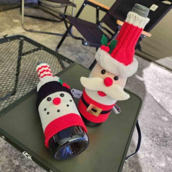 크리스마스 산타 눈사람 니트 와인커버