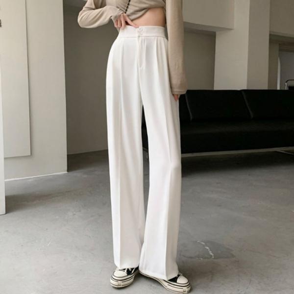 여성 투버튼 포인트 뒷밴딩 와이드 슬랙스