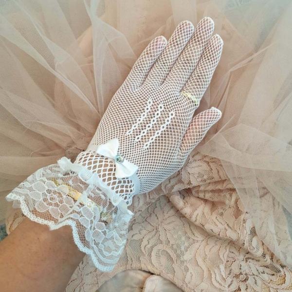 셀프웨딩 레이스 파티 그물 리본 장갑