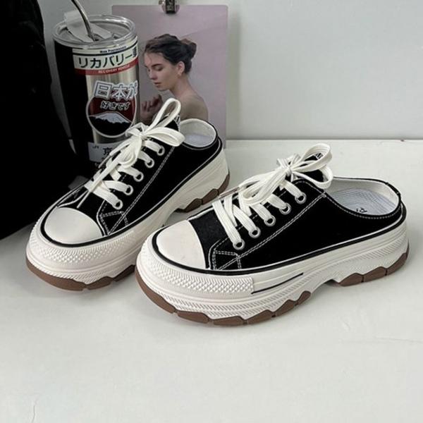 여성 2컬러 뮬 스니커즈 운동화 통굽 키높이