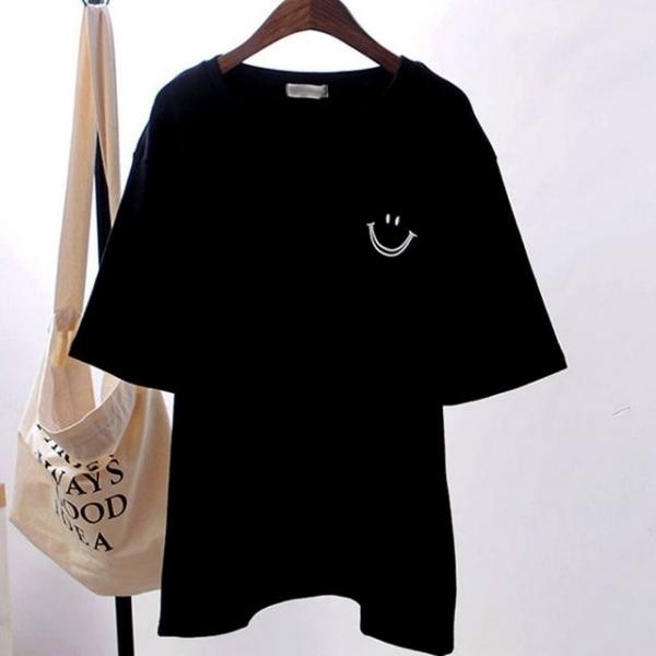 여름티셔츠 나그랑 베이직 스마일 포인트 여성 반팔티