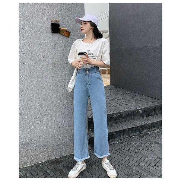 여성 기본 연청 와이드 통 청바지 (M~XL) 데님 팬츠