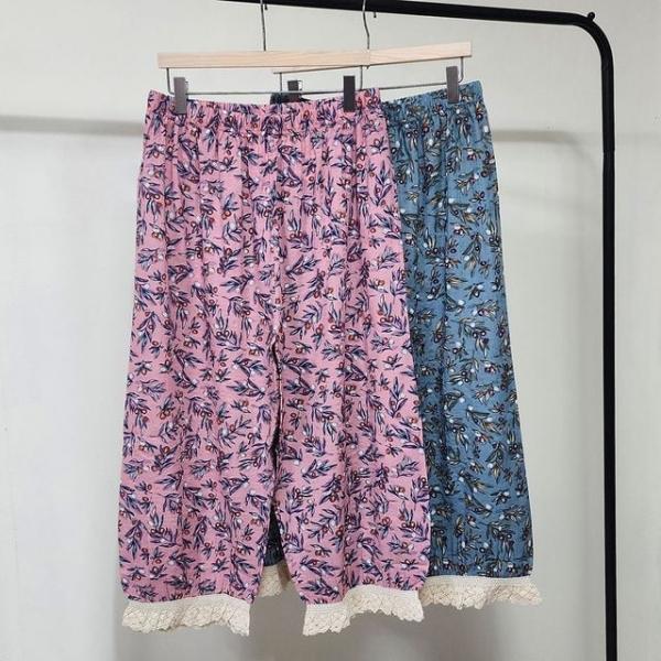 국산 면 여성 7부 홈웨어 잠옷바지