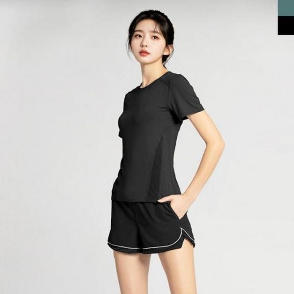 여성 쿨소재 반팔티 3 부쇼츠세트 운동 요가세트