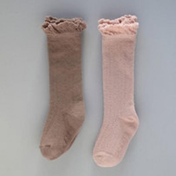 핑크 프릴 무릎 양말 2족 유아 아동 긴양말 니삭스