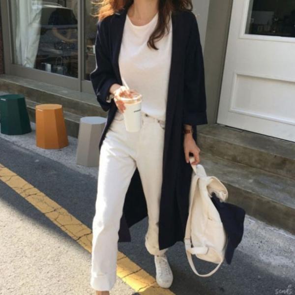 여성 가을 패션 아이템 캐주얼 아우터 롱 가디건 외투