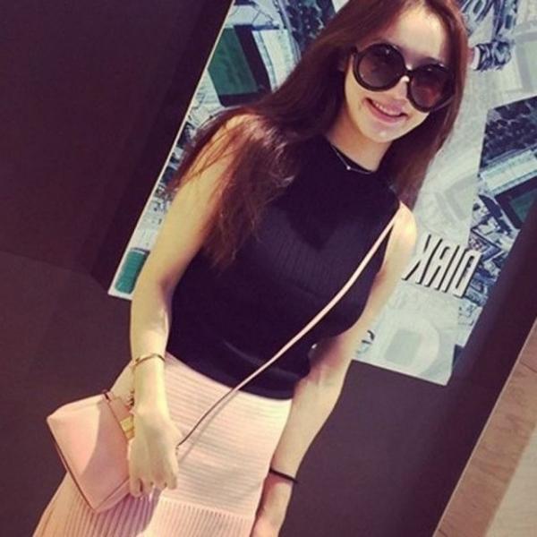 여자 니트티 민소매 슬리프 셔츠 폴라 조끼 5컬러