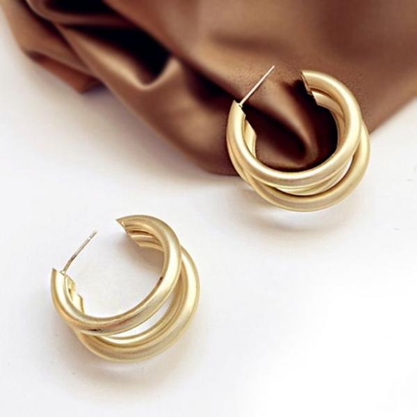 매트 골드 실버 깔끔한 링 귀걸이 여성 주얼리