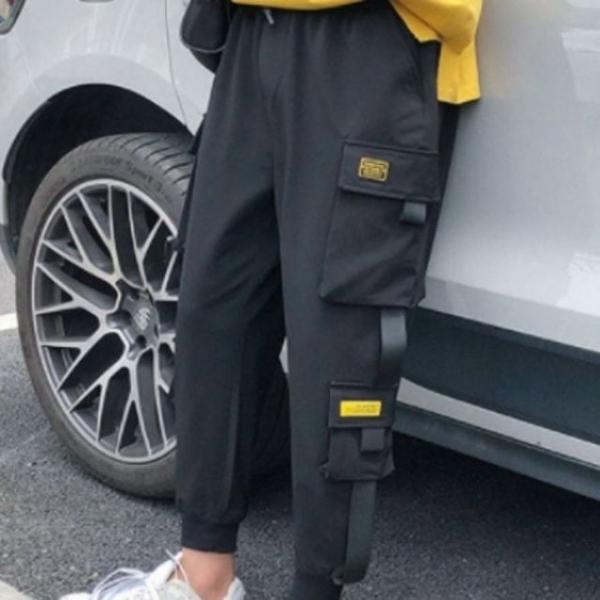 남성 조거 팬츠 블랙 캐주얼 남자 카고 밴딩 바지