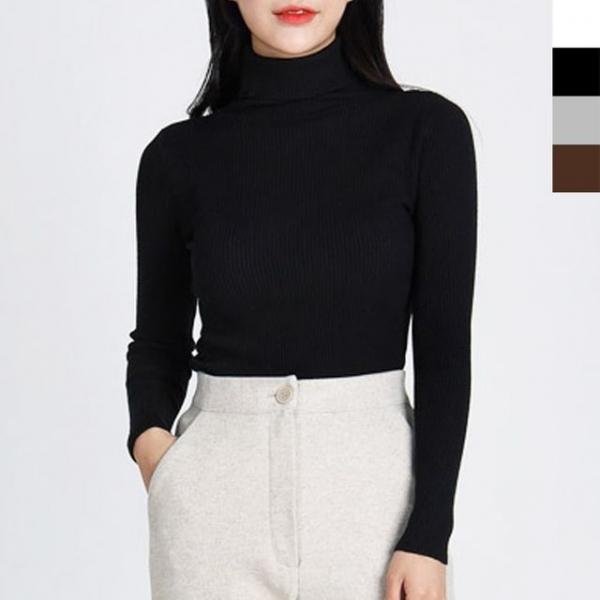 여자 골지 목폴라 니트 티셔츠 목티 폴라니트 폴라