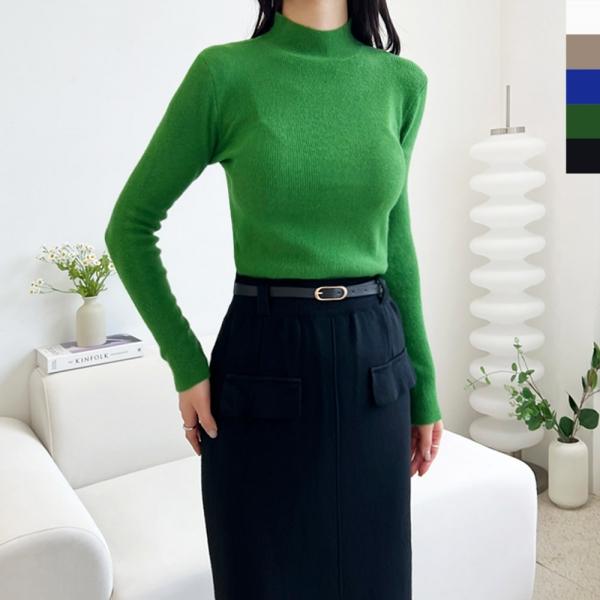 KAA 1014 여자 부드러운 반폴라 니트