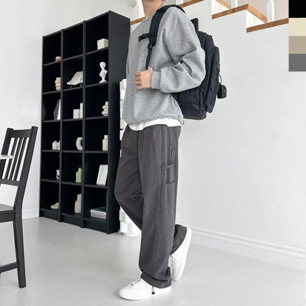 GQQ SF1037M 남자 카펜더 코튼 트윌 팬츠 작업바지 스트링 조거 와이드