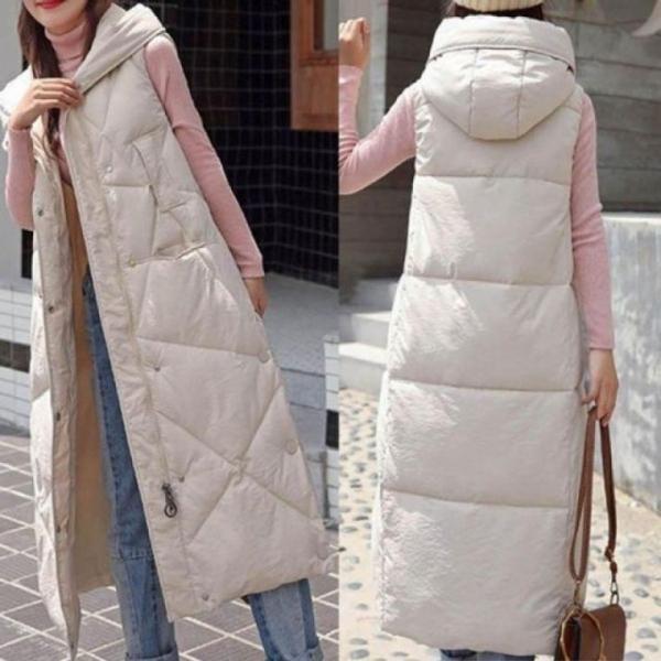 심플 방한 디자인 스타일 여성 롱롱 패딩 조끼 롱 베스트 패딩조끼 여자