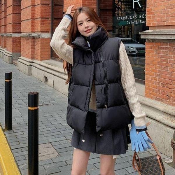 지퍼 베이직 데일리 패딩 베스트 보온 박시 조끼 가벼 여성 조끼 경량 패딩