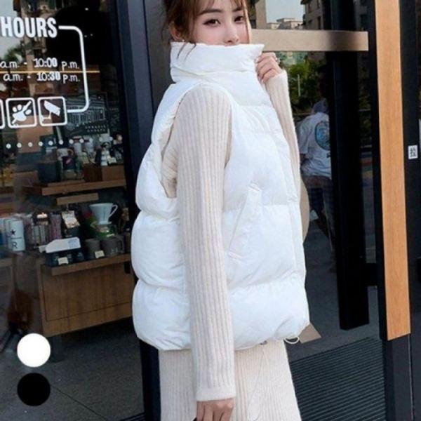 여성 방한 하이넥 스타일 패딩 조끼 여자 경량 패딩조끼 여성 여자 경량