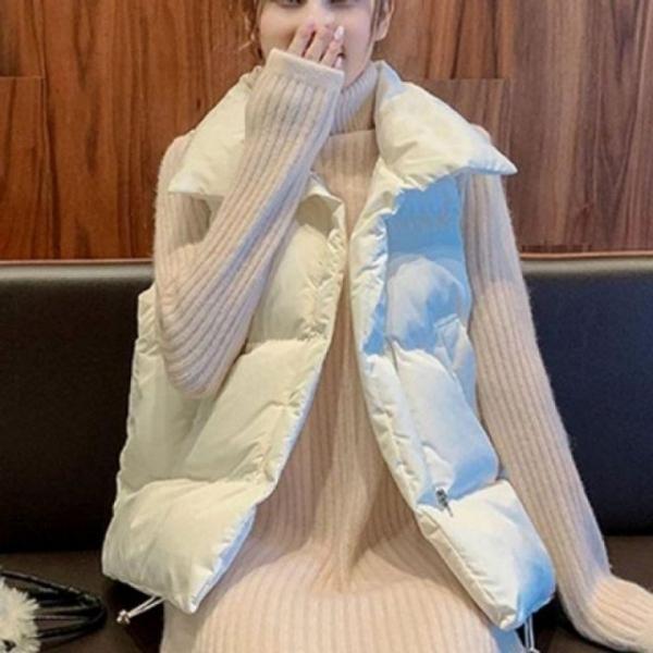 오버핏 방한 패딩 스타일 조끼 하이넥 여자 쪼끼 패딩 패딩 여성 조끼 베스트